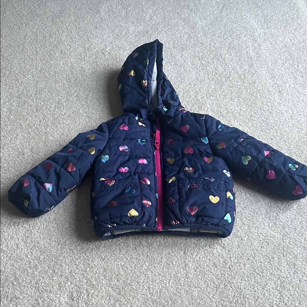 Carter's Navy Heart Puffer Jacket for Kids